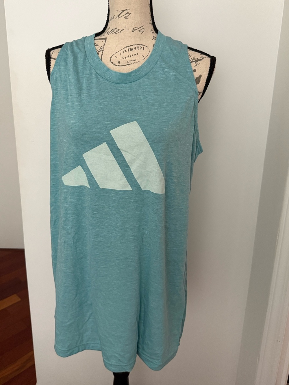 adidas Teal Blue Sleeveless Logo Tank Top